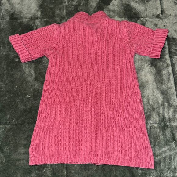 Gymboree Cardigan Sweater Girls 5 Pink Cotton Cable Knit Mock Neck Short Sleeve - Picture 2 of 6